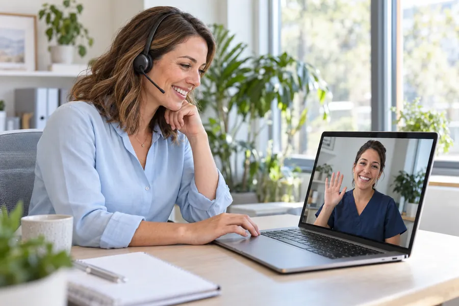 Revolution consultant on a video call with a travel nurse